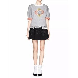 Opening Ceremony Elias Gray Floral Embroidered Boxy Sweatshirt Medium